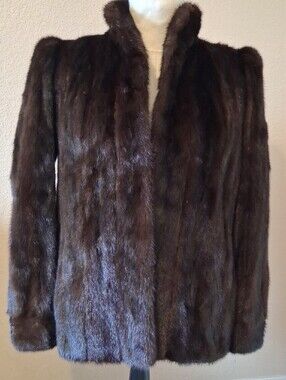Szor-Diener Brown Mink Coat with Emroidered Floral Lining & Vintage Monogram.